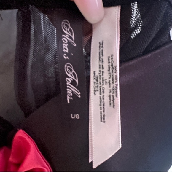 Flora's Follies Black Pink Sheer Pleated Teddy Lingerie SZ L - Picture 3 of 3